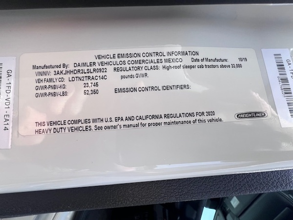 FREIGHTLINER CASCADIA 126SLP 2020